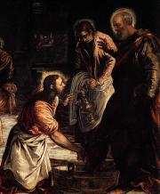 Tintoretto: Christ Washing the Feet of His Disciples (részlet) 1547.